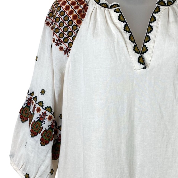 Karen Kane Dress Linen Cotton Blend Embroidered Ruffle Hem - Picture 9 of 9